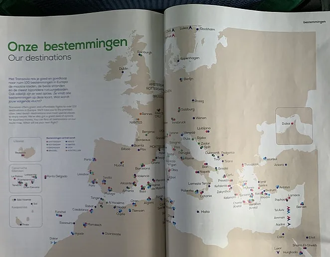 bestemmingen transavia kaart