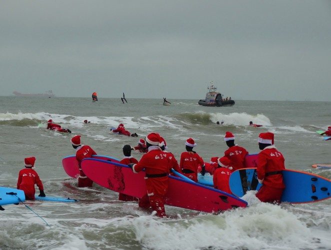 surfing santas